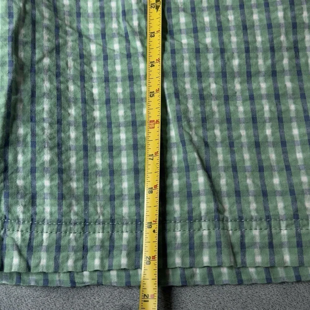 IZOD Men 34 Shorts Green Seersucker Plaid Luxury Sport Chino Golf Flat 9